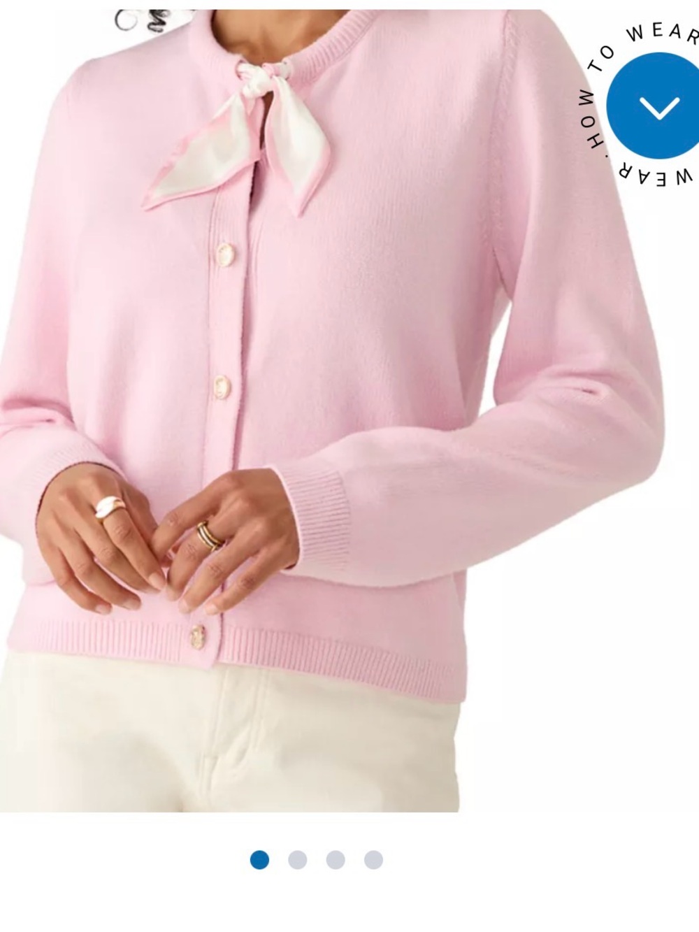 CeCe Light Pink Bow-Accent Cardigan Sweater